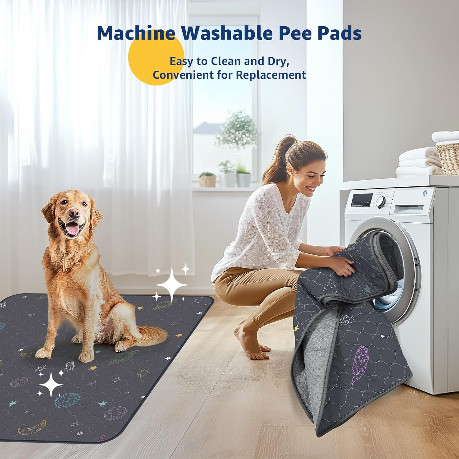 LOOBANI Washable Pee Pads for Dogs: 2 Pack Reusable Puppy Pads for Small Pet, Waterproof Whelping Pads, Non-Slip Potty Training Mat for Dog Playpen, Floor, Cage, Sofa, Crate, Grey, 18" x 24" - Pet Explorer