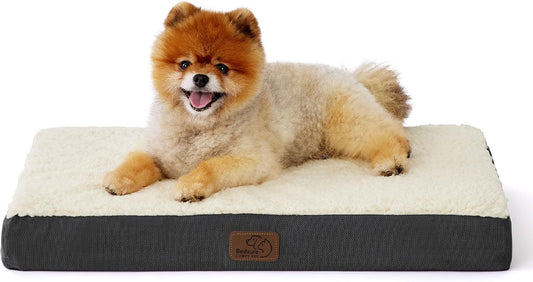 Bedsure Dog Bed for Small Dogs - Orthopedic Flat Puppy Beds with Removable Washable Cover, Egg Crate Foam Pet Mat, Suitable for Pet Up to 20 lbs - Pet Explorer
