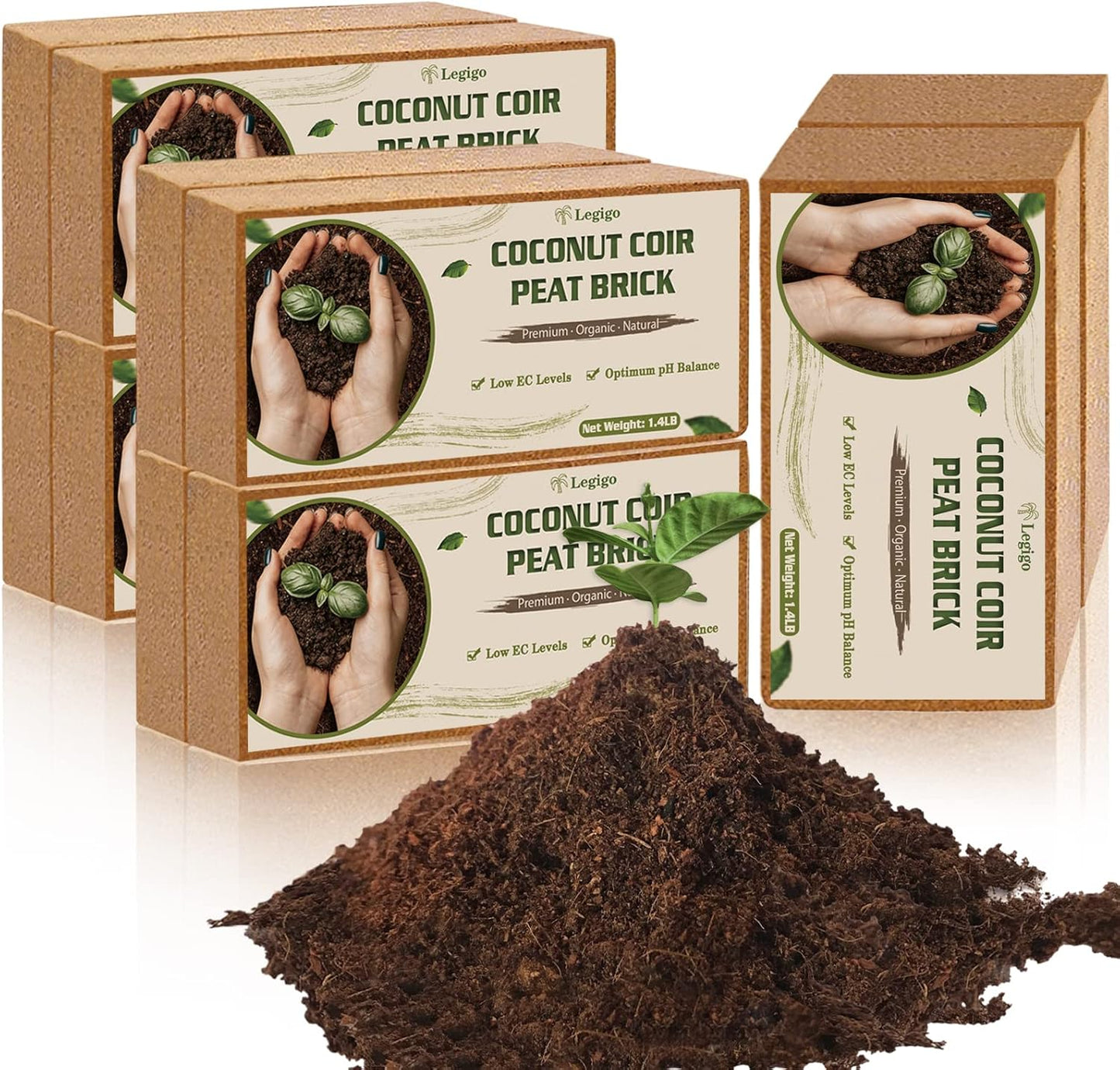 Legigo 10 Pack Premium Coco Coir Brick for Plants- 100% Organic Compressed Coconut Coir Bricks Starting Mix, Coco Coir Fiber Coconut Husk for Planting, Gardening, Potting Soil Substrate, Herbs - Pet Explorer