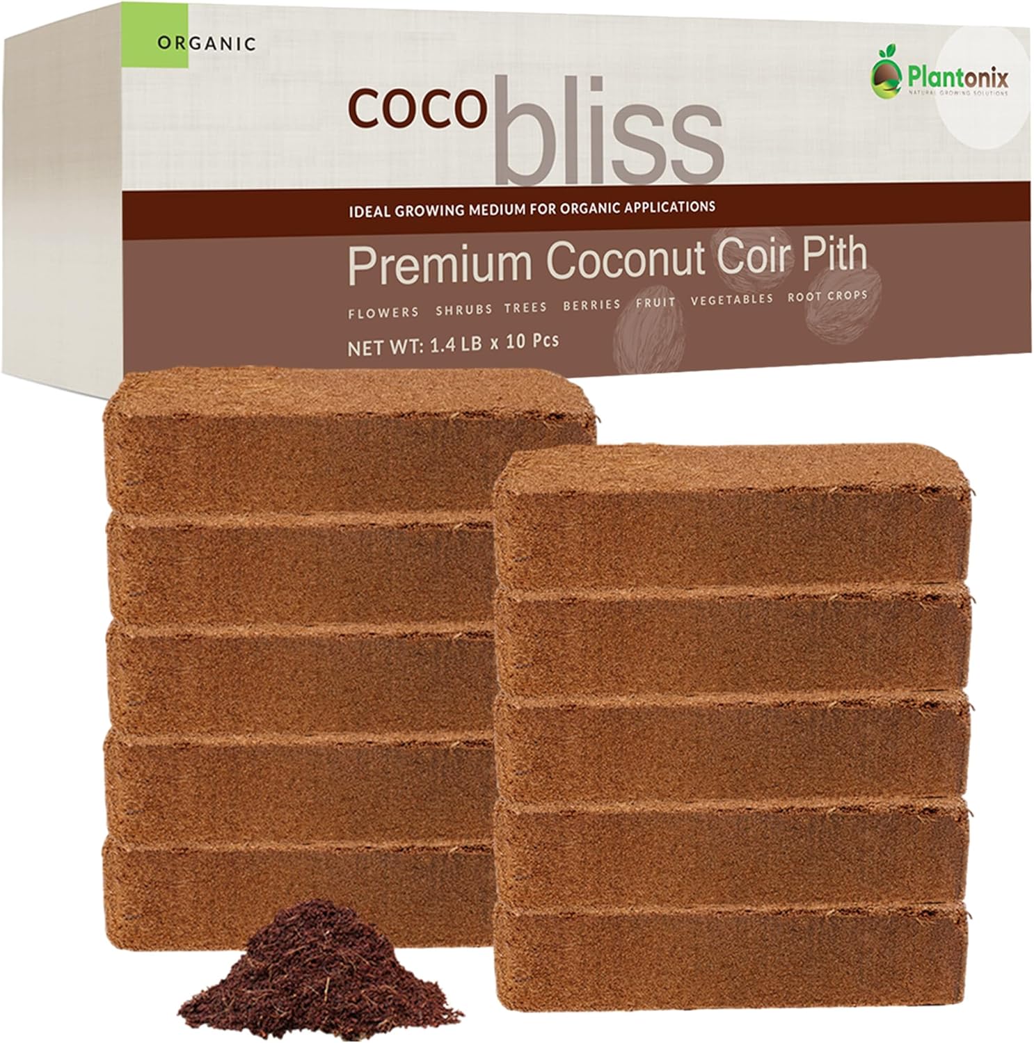 Coco Coir 650gm Bricks (10-Pack) - Organic Coco Coir for Plants - OMRI-Listed Cocopeat Bricks for Garden Soil & Potting Mixes - Coconut Fiber Mixes with Potting Soil for Indoor & Outdoor Plants - Pet Explorer