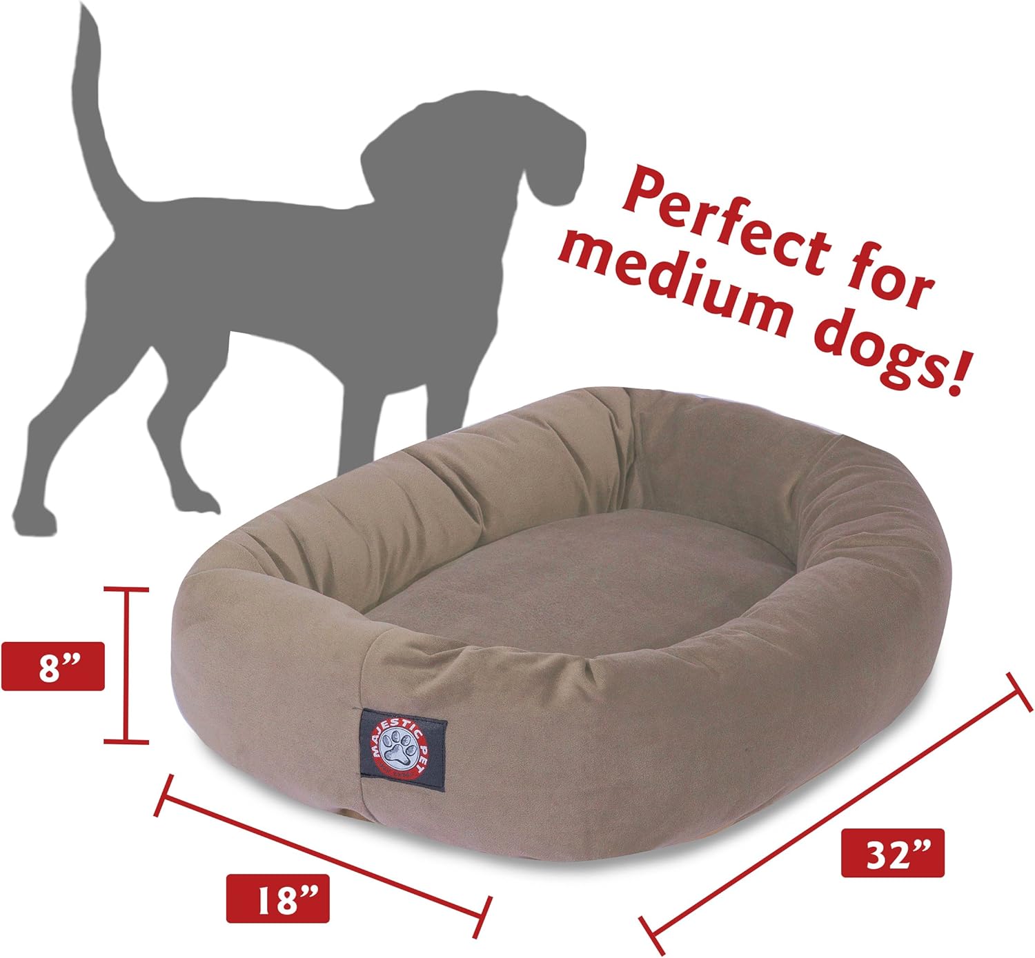 Majestic Pet Villa 32 Inch Shredded Memory Foam Dog Bed for Medium Sized Dogs 32x23x7 Inch–Orthopedic Dog Bed - Durable Pet Bed - Washable Medium Pet Bed with Head Support-Fern - Pet Explorer