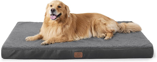 Bedsure XL Dog Beds Large Sized Dog -Orthopedic Flat Extra Large Pet Beds with Removable Washable Cover, Egg Crate Foam Mat, Suitable for Pet Up to 100 lbs - Pet Explorer