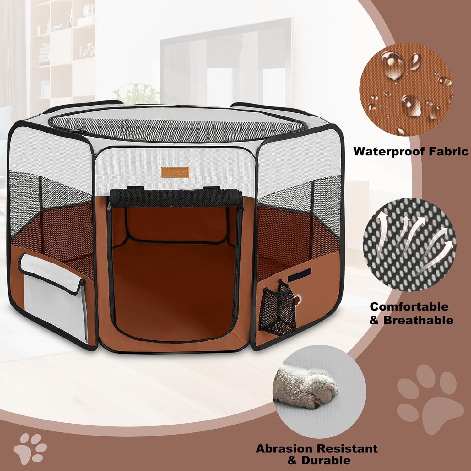 Dog Playpen, Portable Pet Play Pen for Cat, Puppies, Rabbits, Chickens, Foldable Large-Capacity Pet Tent for Indoor/Outdoor Travel Camping (Size XL Without Carry Bag) - Pet Explorer