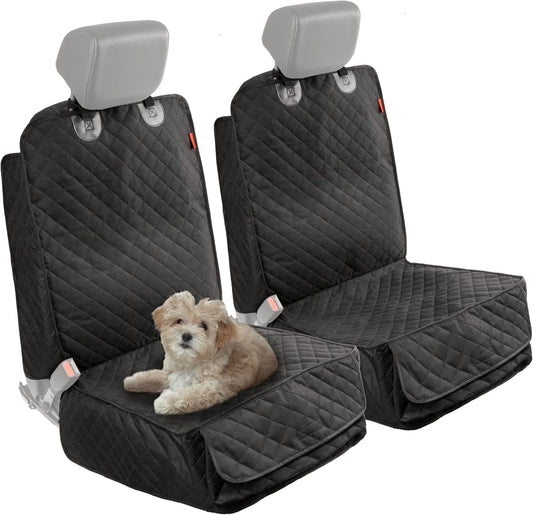 Lusso Gear Dog Car Seat Cover for Front Seat (2 Pack) - 100% Waterproof, Nonslip - Full Protection for Passenger Chair, Captain Chairs - Rear Seat Protector for Dogs - Fits Cars, Trucks, SUVs - Pet Explorer