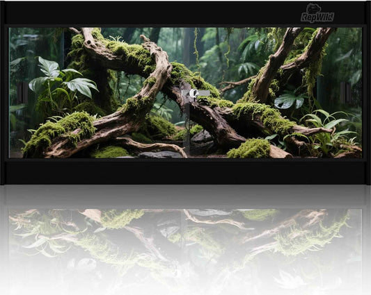 20 Gallon PVC Reptile Enclosure, RepWild 24"x18"x12" Terrarium/Tank with Heavy-Duty Screen Top, Glass Sliding Doors & Lock for Bearded Dragons, Ball Python, Geckos, Lizards