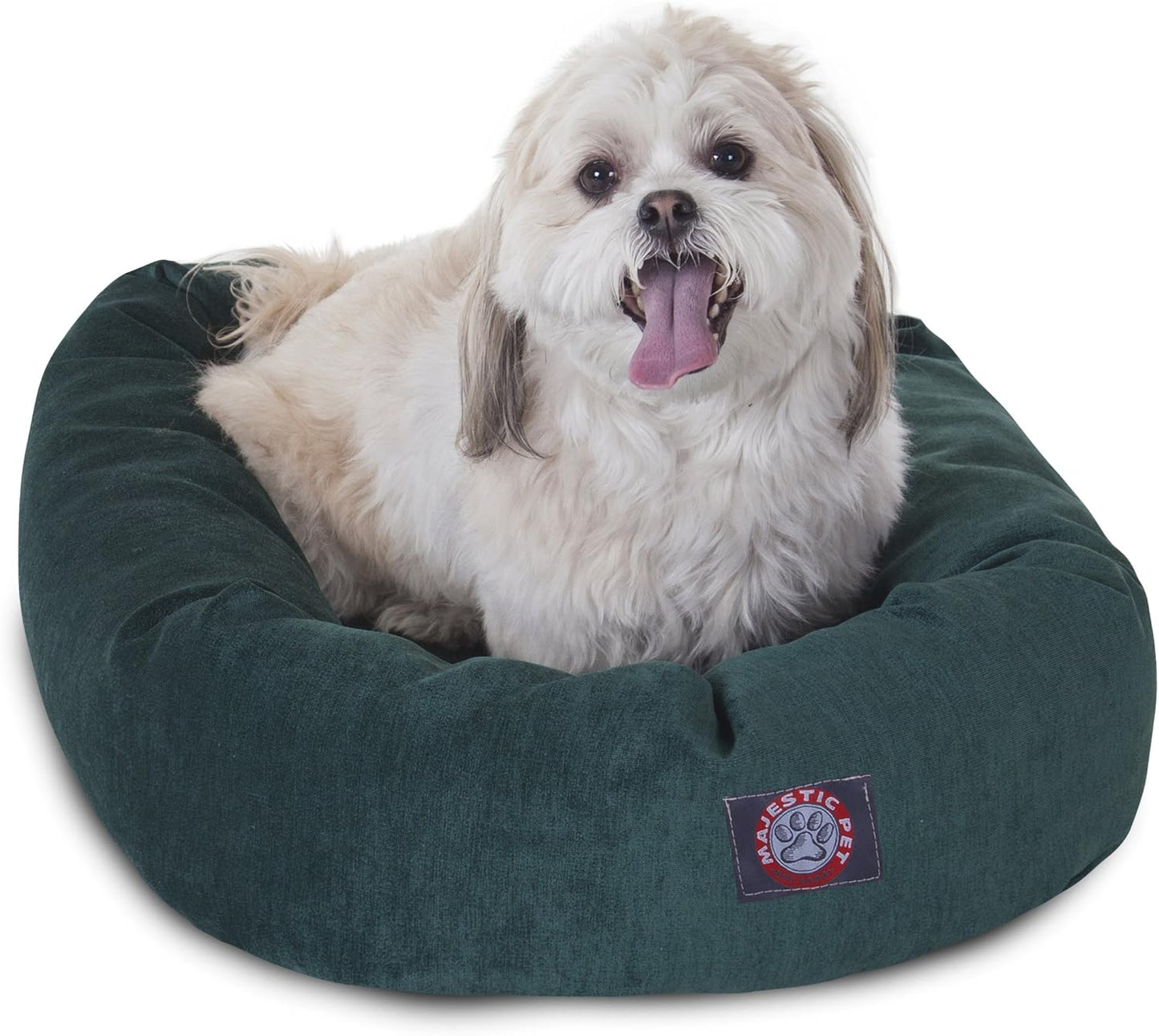 Majestic Pet 24 Inch Micro Velvet Calming Dog Bed Washable – Cozy Soft Round Dog Bed with Spine for Head Support - Fluffy Donut Dog Bed 24x19x7 (inch) – Round Pet Bed Small – Marine - Pet Explorer