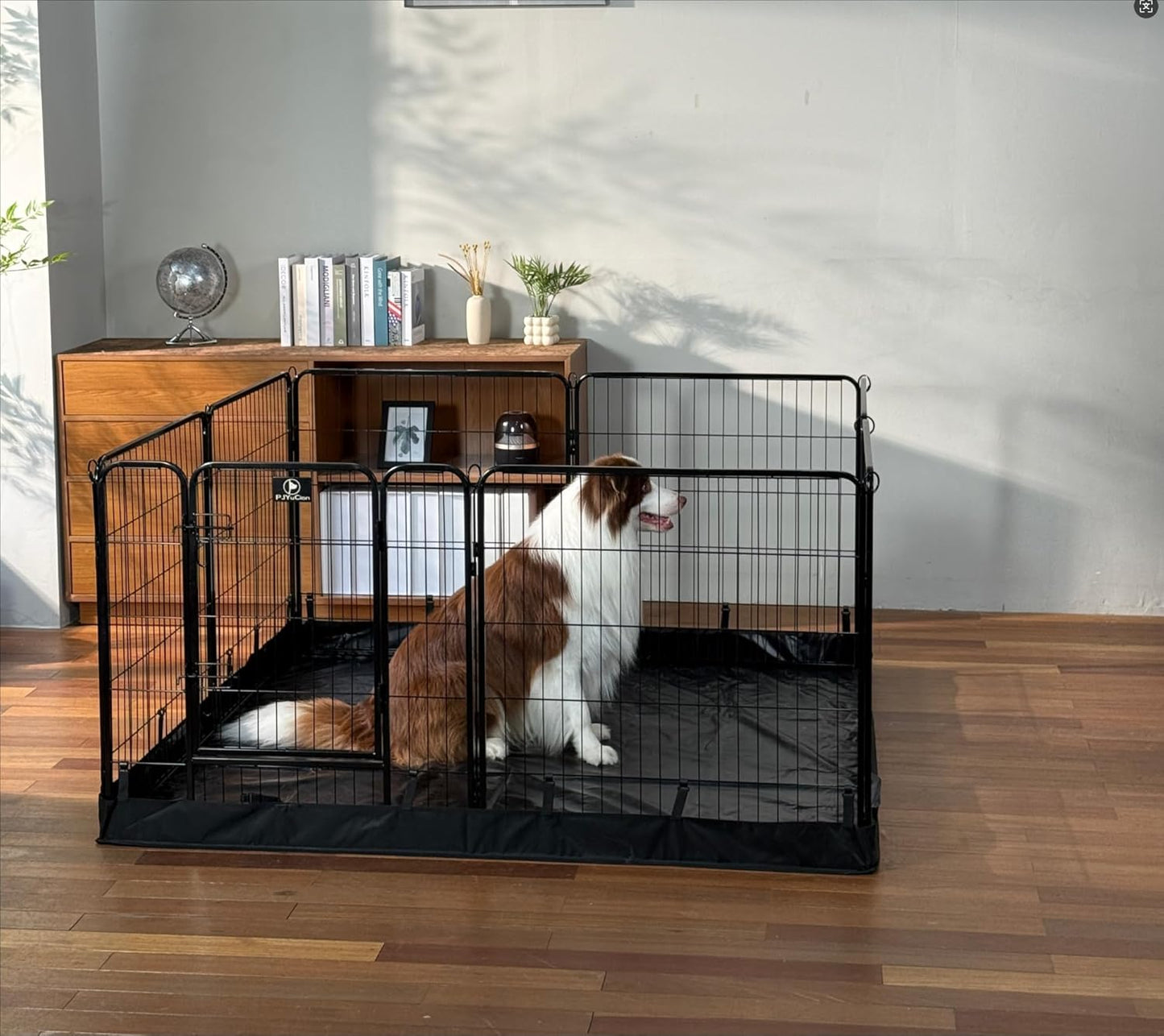 PJYuCien Dog Playpen Plus Storage Bag, 32" H 8 Panels Puppy Pen with Square Bottom, Heavy Duty Dog Fence for Puppies/Small Dogs