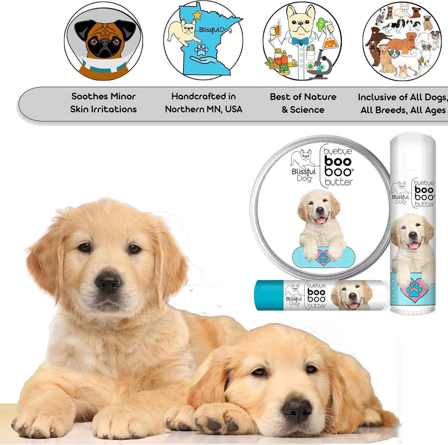 The Blissful Dog 8 oz TIN Golden Retriever Booboo Butter - Pet Explorer