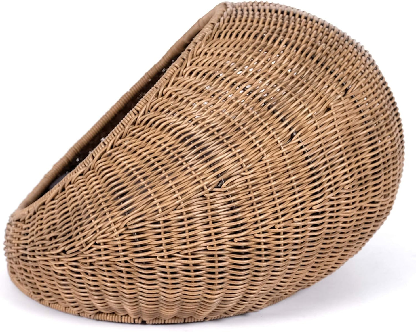 D+GARDEN Wicker Cat Bed Dome for Medium Indoor Cats - a Covered Cat Hideaway Hut of Faux Rattan Houses Pets in Dome Basket, Washable - Pet Explorer