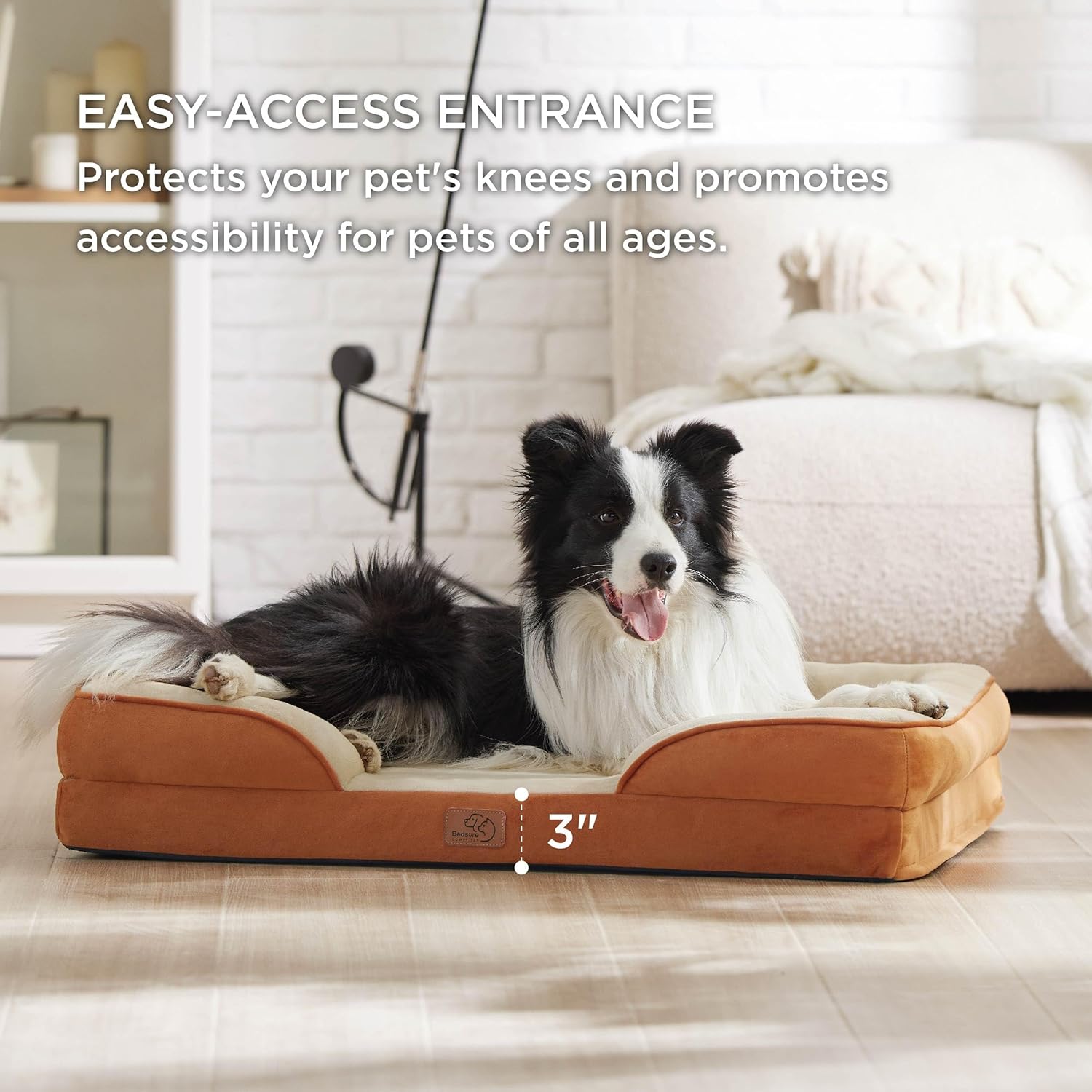 Bedsure Orthopedic Dog Beds Large Sized Dog - Washable Large Dog Cat Bed Waterproof, Comfort Dogs Couch Sofa with Washable Removable Cover, Pet Bed with Nonskid Bottom, Ember Clay, 35" - Pet Explorer