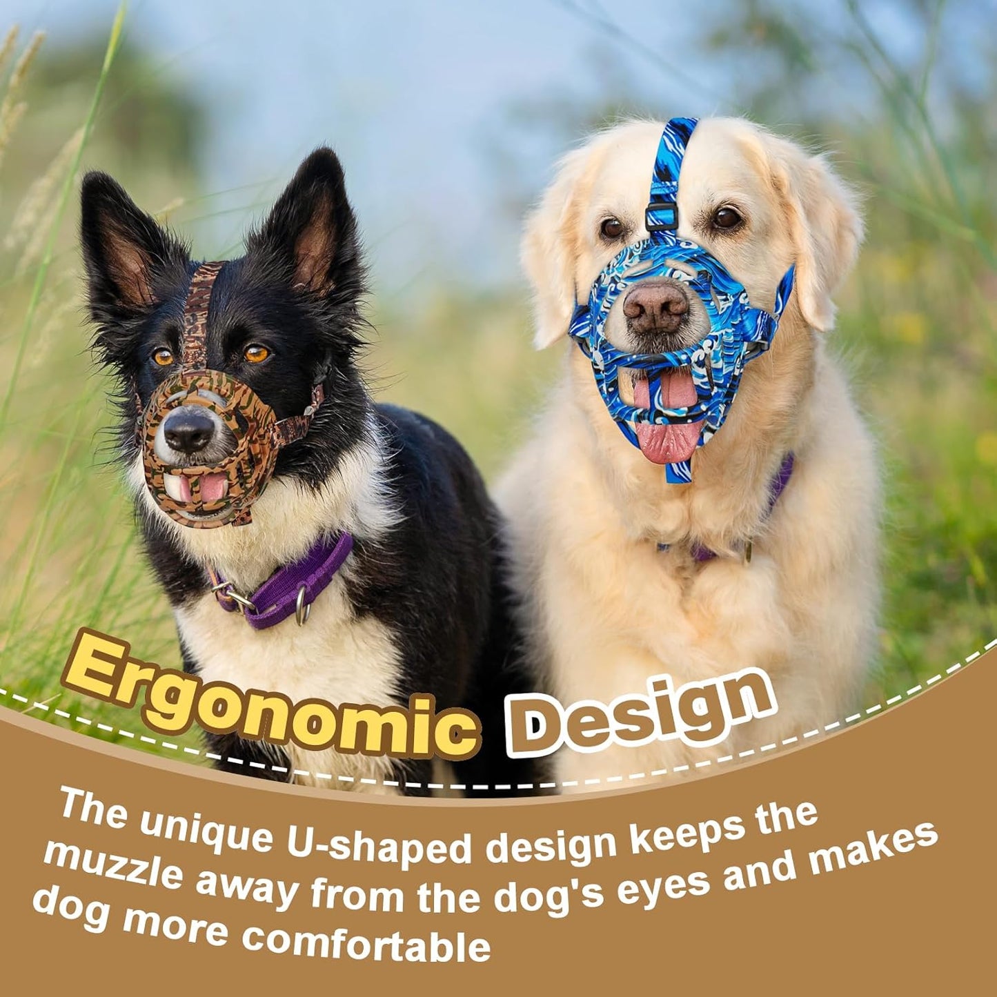 Basket Muzzle to Prevent Biting, Dog Muzzle for Large Medium Small Dogs Allows Panting Drinking Anti Chewing, Perfect for Grooming Trimming Training and Aggressive Reactive Dogs (Brown, Size 2) - Pet Explorer