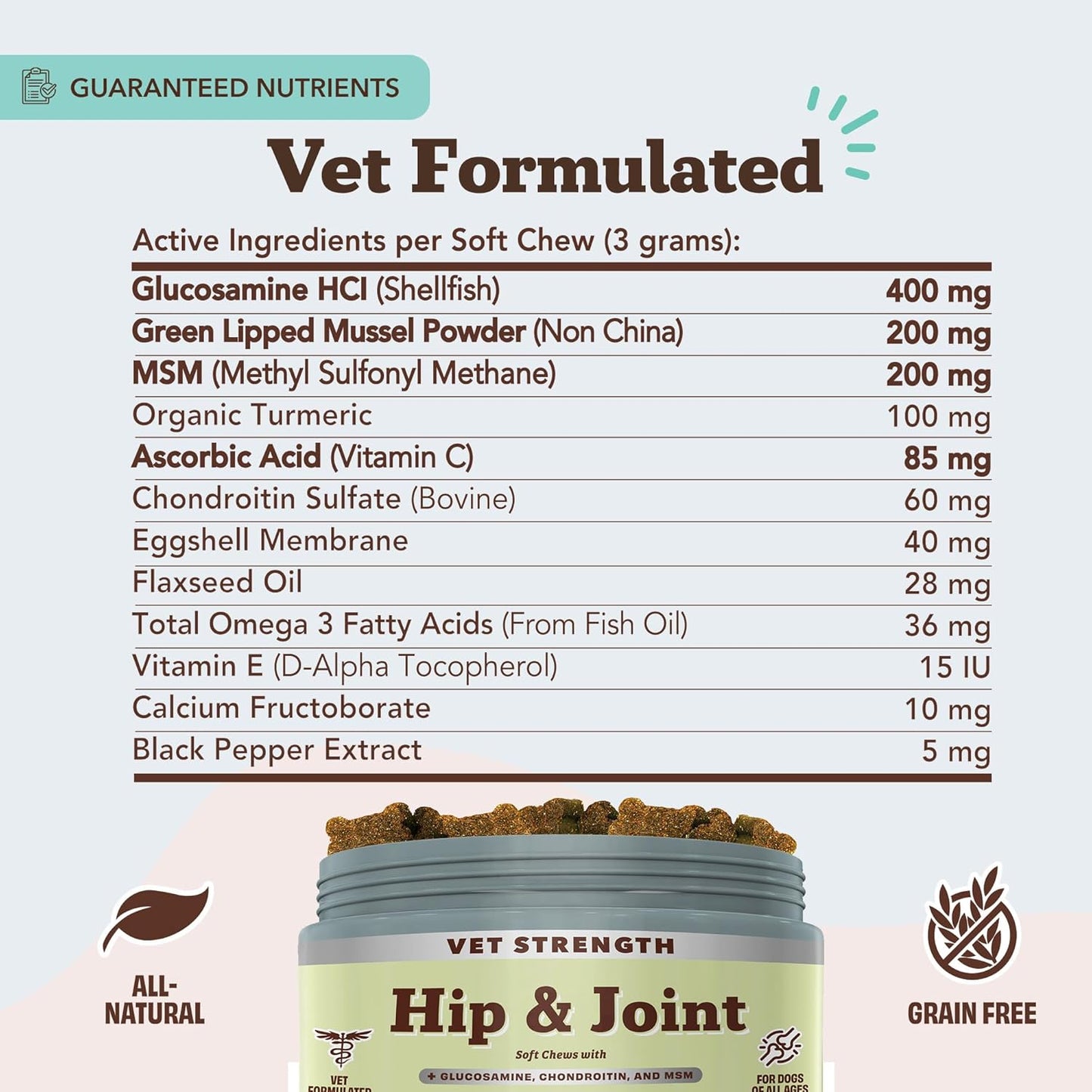 Natural Dog Company Vet Strength Hip & Joint Chews for Senior Dogs (90ct) Joint & Flexibility Support, Arthritis Relief for Senior Dogs, 1.3X Glucosamine, 2X Green Lipped Mussel & MSM for Dog Mobility - Pet Explorer