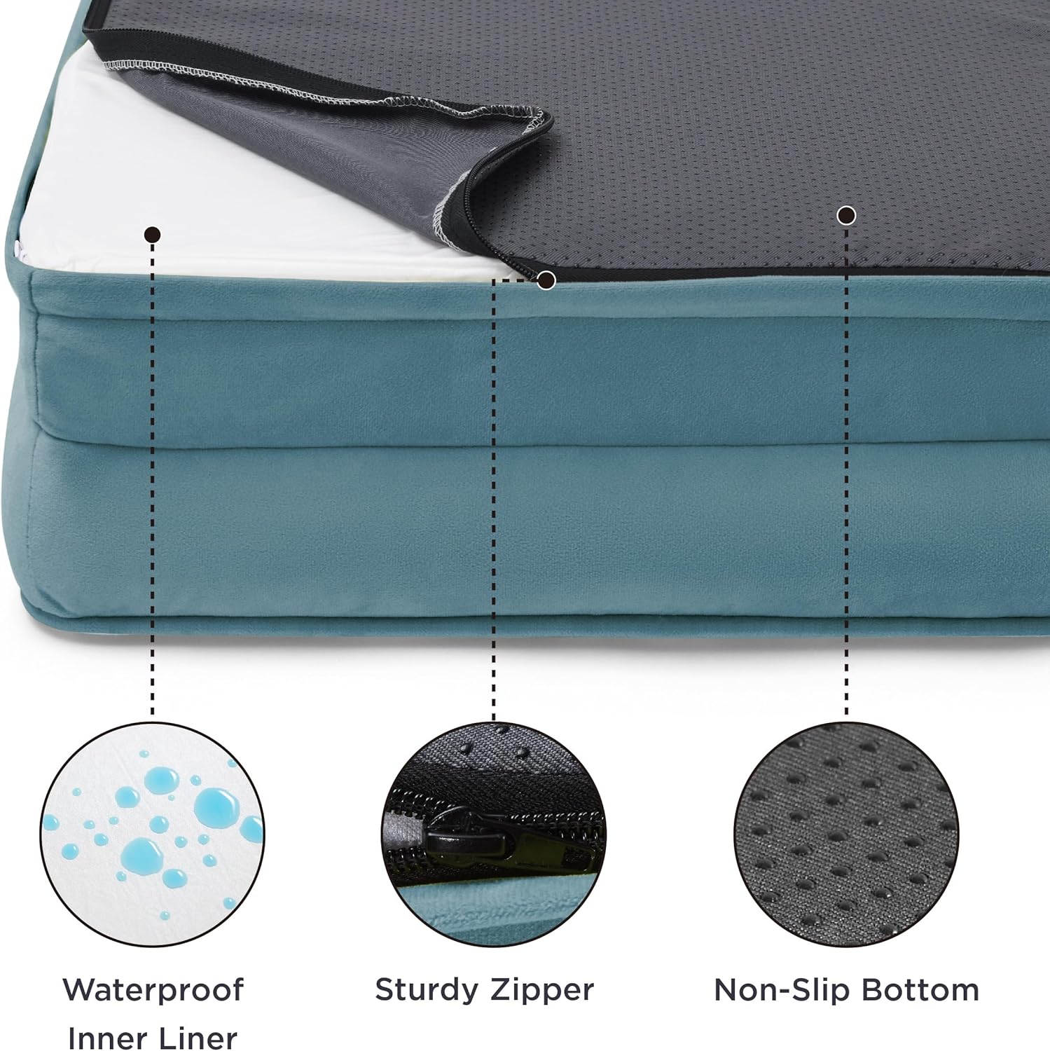 Bedsure XL Orthopedic Dog Bed for Extra Large Dogs - Washable XLarge Dog Cat Bed Waterproof, Comfort Dogs Couch Sofa with Washable Removable Cover, Pet Bed with Nonskid Bottom, Dune Haze Blue, 42" - Pet Explorer