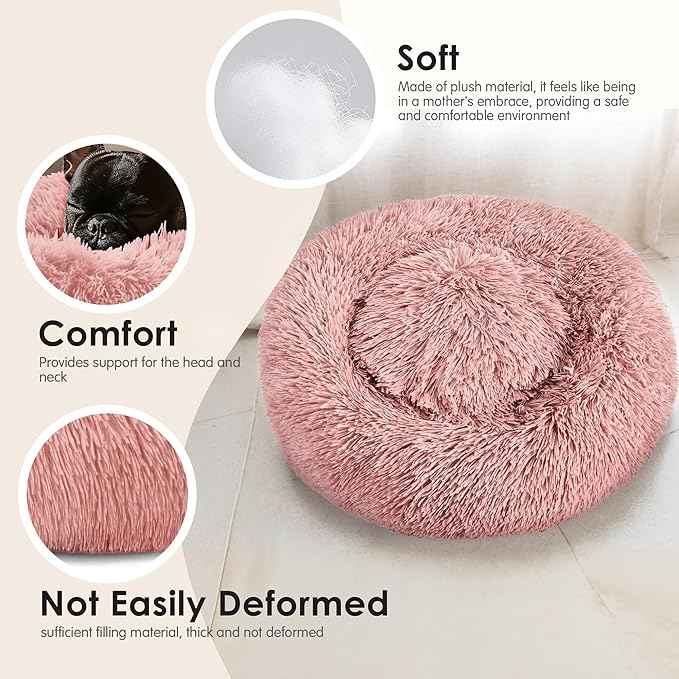Extra Large Dog Beds, 36 Inch Human Dog Anxiety Relief Comfort Bed, Indestructible & Chew Proof Pet Beds (Pink)