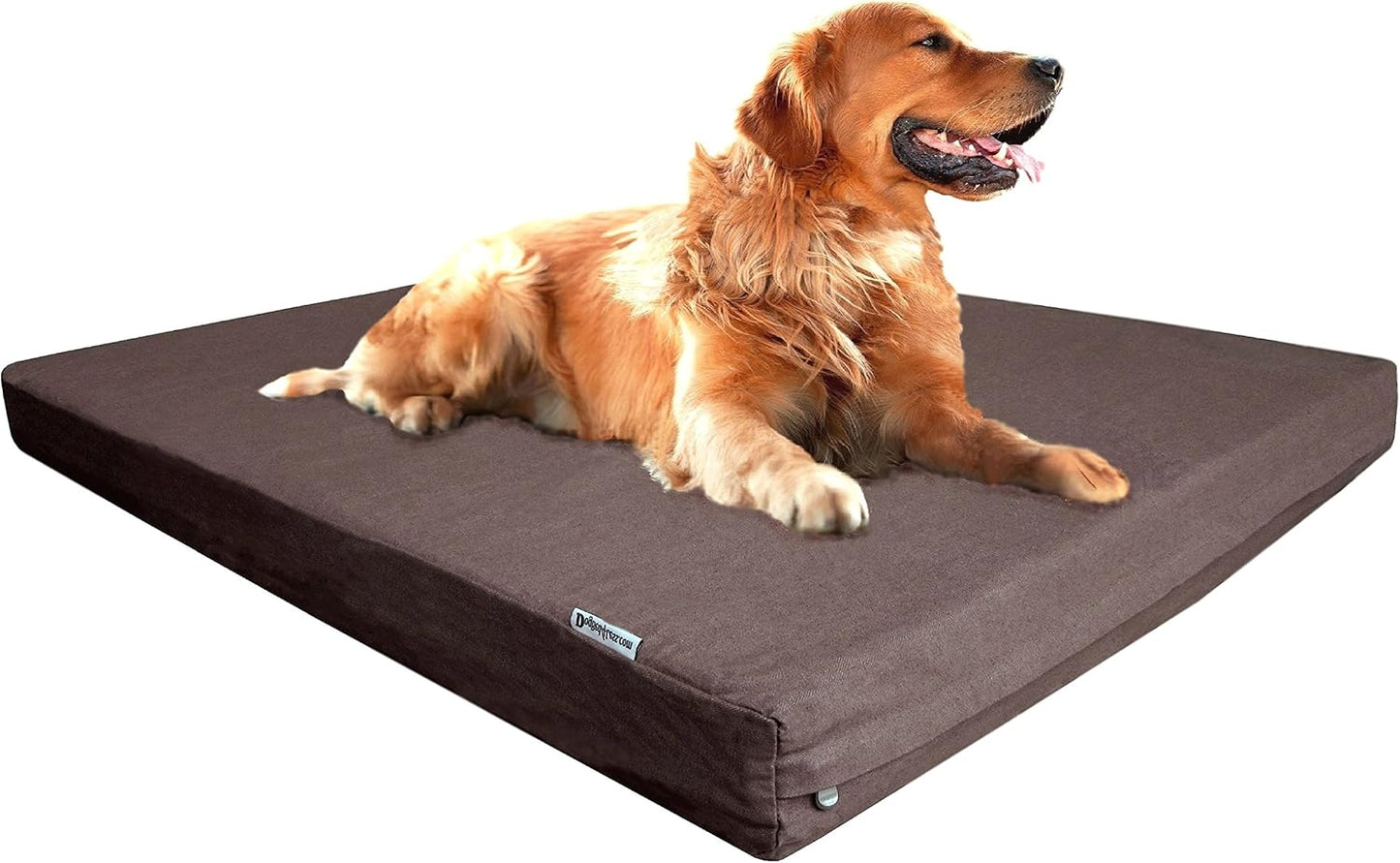 Dogbed4less Luxury Extra Large Orthopedic Memory Foam Dog Bed for Large Dogs with Durable Waterproof Internal Case, Removable Washable Denim Cover and Extra Bonus Pet Bed Cover, XL 40X35X4, Brown - Pet Explorer