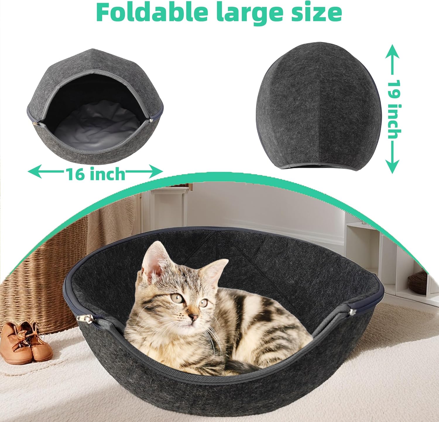 Donut Cat Tunnel Bed Peekaboo Cat Cave for Large Cats Up to 30 Lbs, Kitty Interactive Playing Tent House for Multiple Cats,Detachable,Scratch Resistant (2 in 1 Black, Medium - 20 Inch Diameter) - Pet Explorer