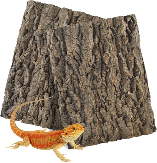 2PCS Reptile Cork Bark Background,15.74 x 11.81 Inch Natural Cork Wood Terrarium Background Bearded Dragon Tank Bark Backdrop Wall Decor for Lizard Gecko Chameleon Tortoise Snake Spider Frog - Pet Explorer