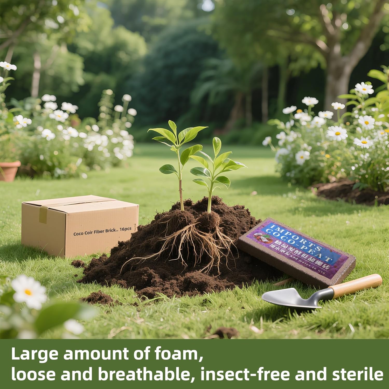 Coco Coir Bricks (16-Pack, Eco-Friendly) -100% Natural Compressed Coco Peat Brick Coconut Fiber Substrate, Plant Soil Enhance Root Growth forVegetable Seed, Herbs, Flowers, House Plants - Pet Explorer