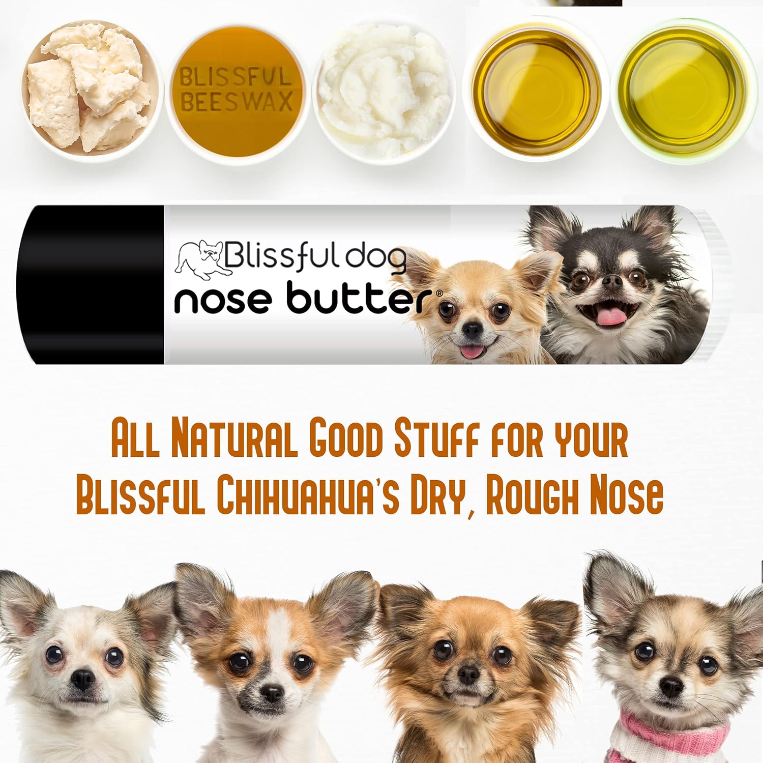 The Blissful Dog Long Coat Chihuahua Nose Butter for Dry, Cracked Skin, Lick-Safe Dog Nose Balm with Moisturizing Shea Butter, Almond, Olive, and Essential Oils, Pet Supplies, Uncented, 0.15 oz. - Pet Explorer