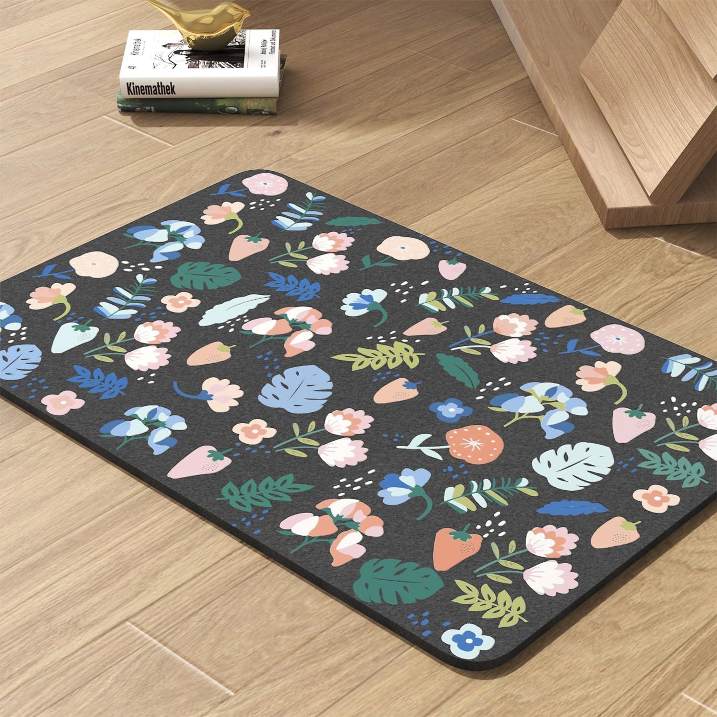 Pet Feeding Mat-Absorbent Dog Mat for Food and Water Bowl-No Stains Quick Dry Water Dispenser Mat-Dog Accessories Pet Supplies-Bowl for Messy Drinkers（DARKFLOWERS,17"x34" - Pet Explorer