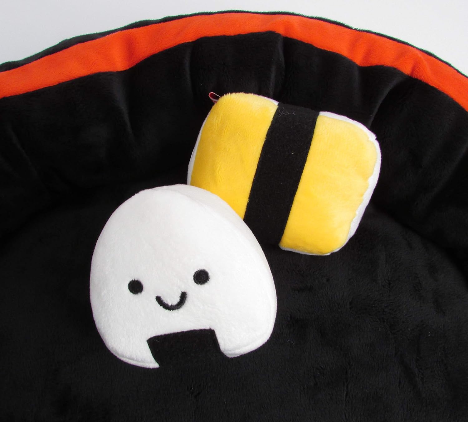 TONBO Soft Plush Small Cute and Cozy Sushi Dog Cat Bed with Two Sushi Crinkle Toys, Washer and Dryer Friendly, (Black) - Pet Explorer