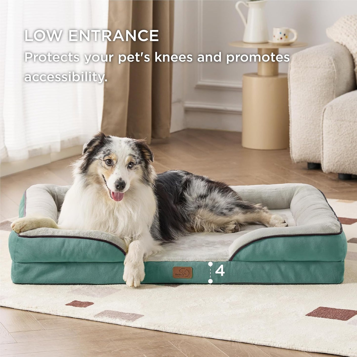 Bedsure XL Plus Orthopedic Dog Bed for Extra Large Dogs - Washable XLarge Dog Cat Bed Waterproof, Comfort Dogs Couch Sofa with Washable Removable Cover, Pet Bed with Nonskid Bottom, Washed Blue, 48" - Pet Explorer