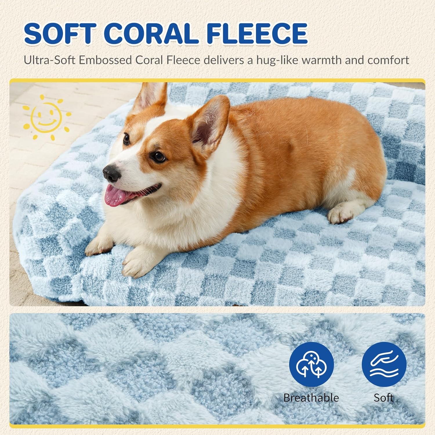 Cat Bed Cats Couch for Puppy and Kitten, Fluffy Pet Couch Small Dog Sofa Bed, Supportive Cat Sofa for Indoor Cats, Washable Cover & Non-Slip, 26 inch, Blue - Pet Explorer