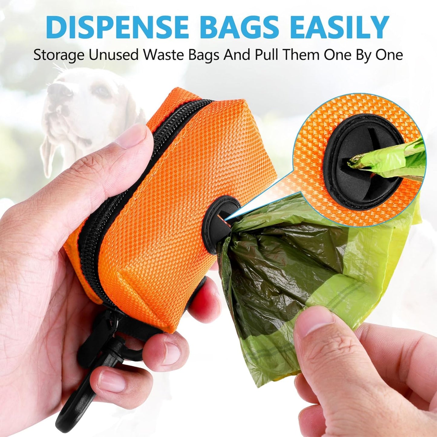 Dog Waste Bag Dispenser Pet Poop Bags Holder for Doggie Waste Bags Dispensers Soft Fabric Zipper Small Doggy Puppy Pouch for Leash Accessory Attachment with Carrier,Orange - Pet Explorer