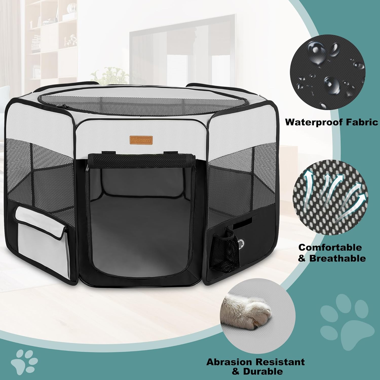 Dog Playpen, Portable Pet Play Pen for Cat, Puppies, Rabbits, Chickens, Foldable Large-Capacity Pet Tent for Indoor/Outdoor Travel Camping (Size XL Without Carry Bag) - Pet Explorer