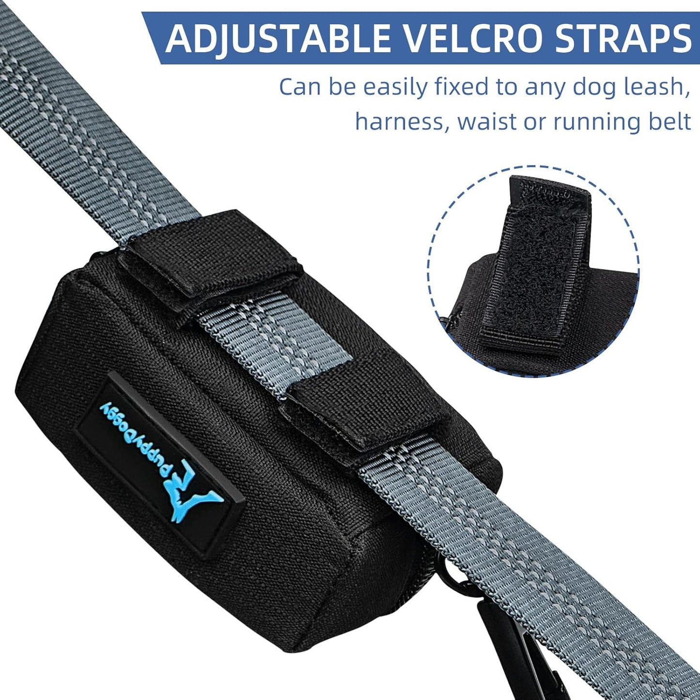 PuppyDoggy Dog Poop Bag Holder for Leash Black Waste Bag Dispenser with 1 Roll of Poop Bags for Leash Accessory Bicycle - Pet Explorer