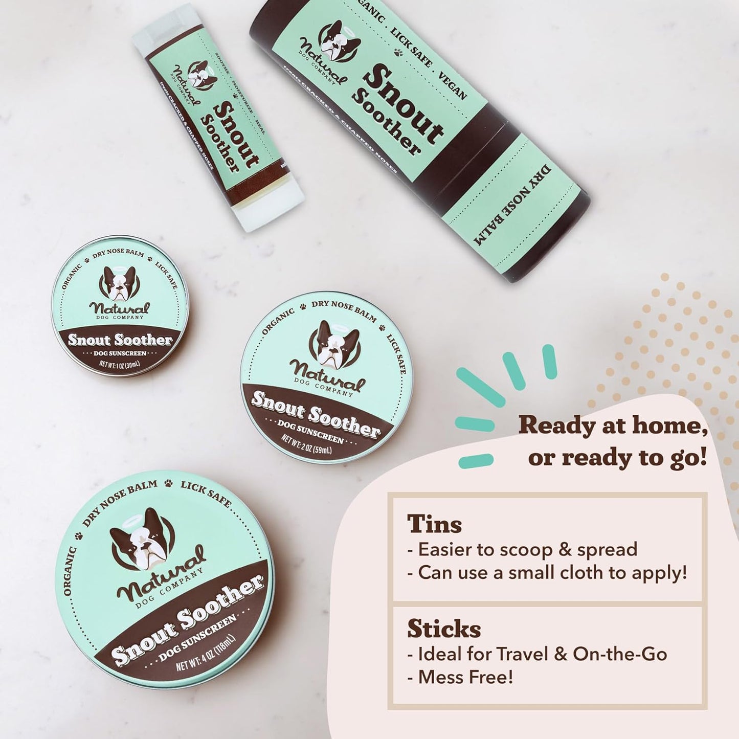 Natural Dog Company Snout Soother, Dog Nose Balm, Wax & Cream for Dry, Cracked Noses, Heals & Moisturizes with Shea Butter & Coconut Oil, Lick-Safe Nose Butter, Made in USA, 2 oz. Stick - Pet Explorer