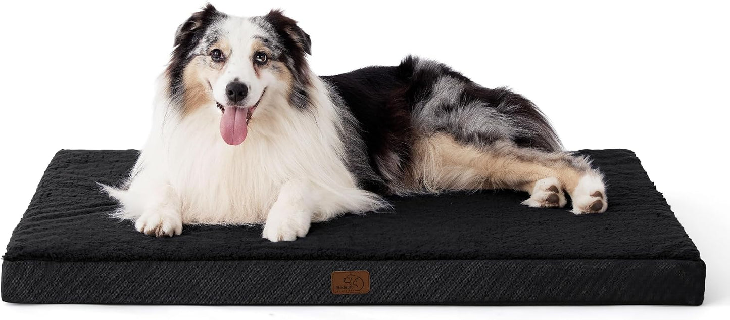 Bedsure XL Dog Bed for Crate - Large Orthopedic Flat Pet Beds with Removable Washable Cover, Egg Crate Foam Crate Mat, Suitable for Pet Up to 90 lbs - Pet Explorer