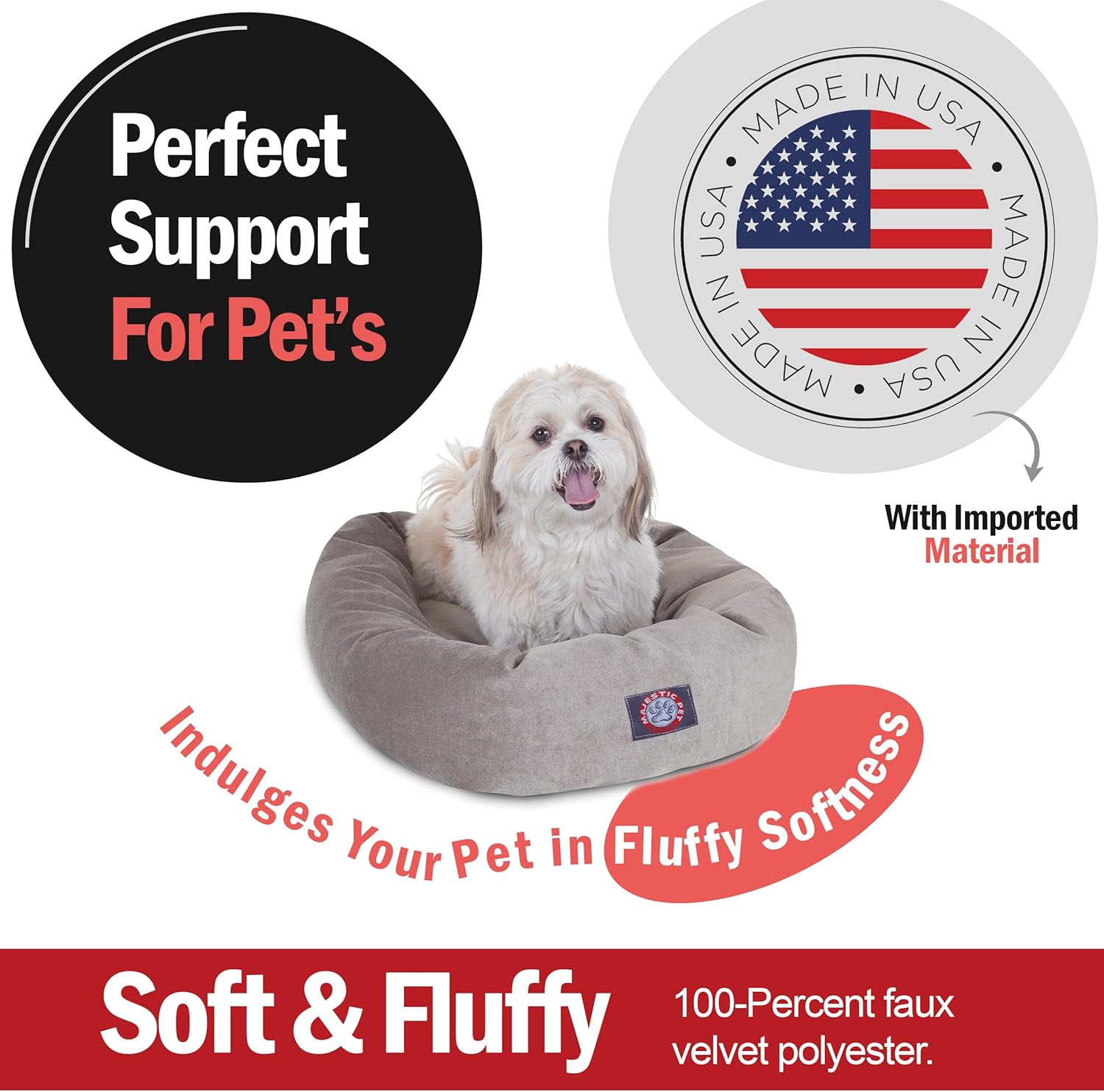 Majestic Pet 24 Inch Micro Velvet Calming Dog Bed Washable 24x19x7 (inch) – Cozy Soft Round Donut Dog Bed with Spine for Head Support - Pet Bed Small - Vintage (2025) - Pet Explorer