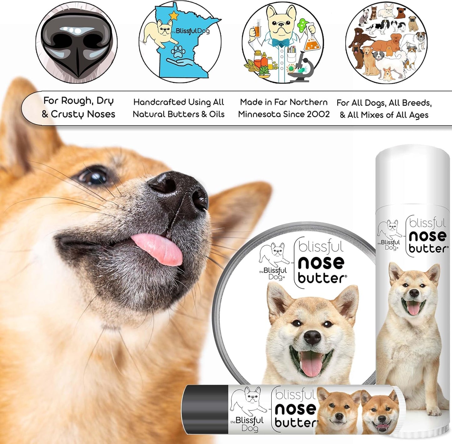 The Blissful Dog Shiba Inu Unscented Nose Butter - Dog Nose Butter, 2 Ounce - Pet Explorer