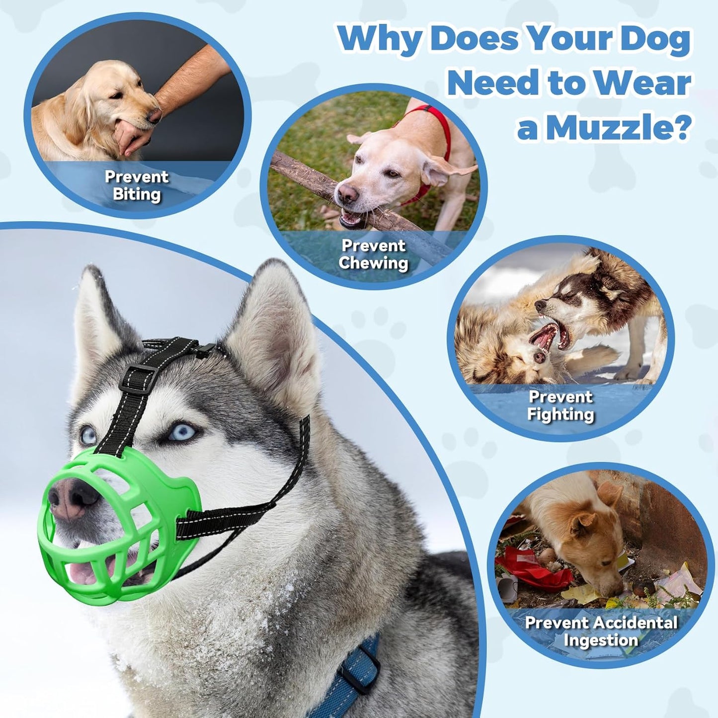 Dog Muzzle for Large Dogs, Breathable Basket Muzzles for Small, Medium and X-Large Aggressive Dog, Allows Panting Drinking, Suitable for Grooming Trimming Training (2, Luminous Green) - Pet Explorer