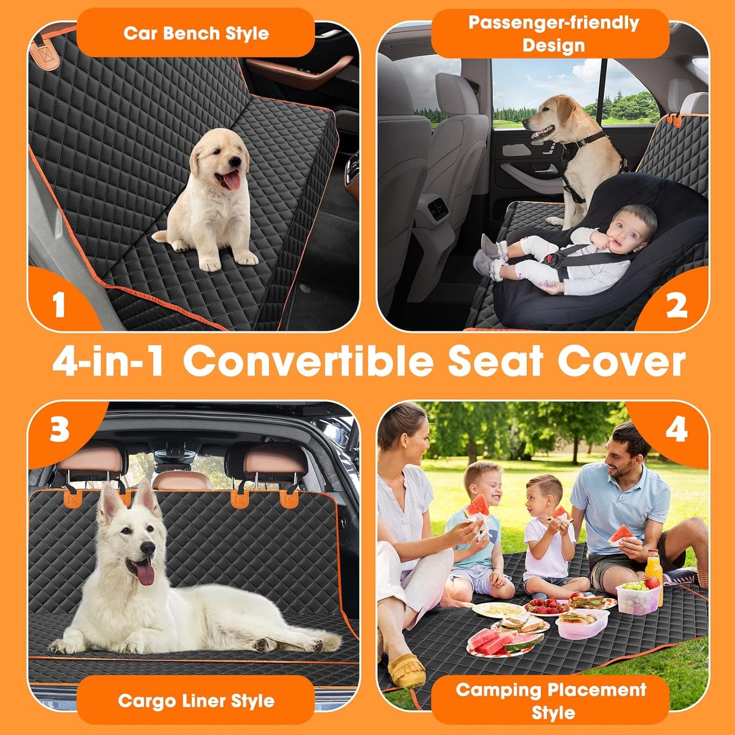 MIXJOY Dog Seat Cover for Back Seat Waterproof Dog Seat Covers for Cars, Car Seat Protector for Dogs, Nonslip Back Seat Cover for Trucks & SUV - Pet Explorer