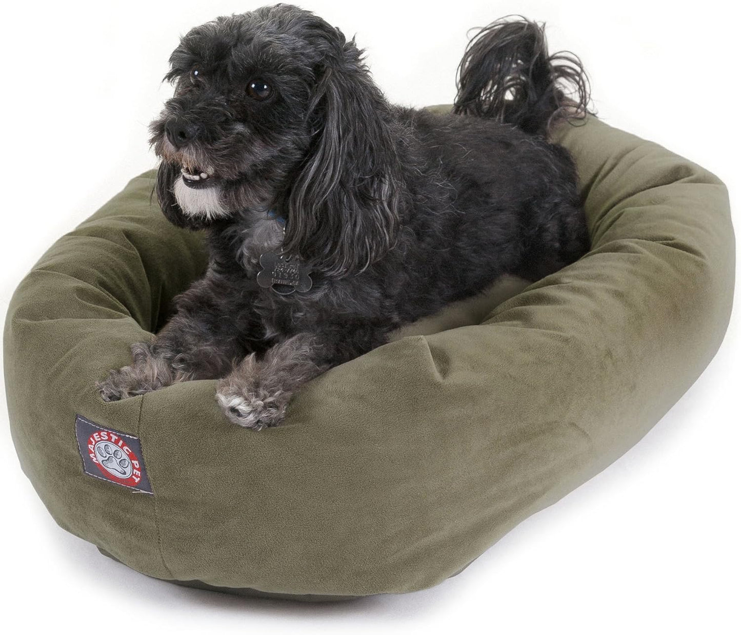 Majestic Pet 24 Inch Suede Calming Dog Bed Washable 24x19x7 (Inch) – Cozy Soft Round Donut Dog Bed with Spine Support for Dogs to Rest Their Head - Pet Bed Small – Sage - Pet Explorer