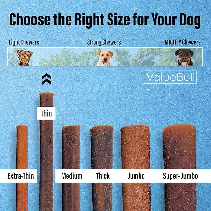 ValueBull Collagen Sticks for Small Dogs, 12 Inch Thin Chews, Natural Dog Treats, 100 Count Bulk Pack - Supports Joints, Skin & Coat with Chondroitin & Glucosamine