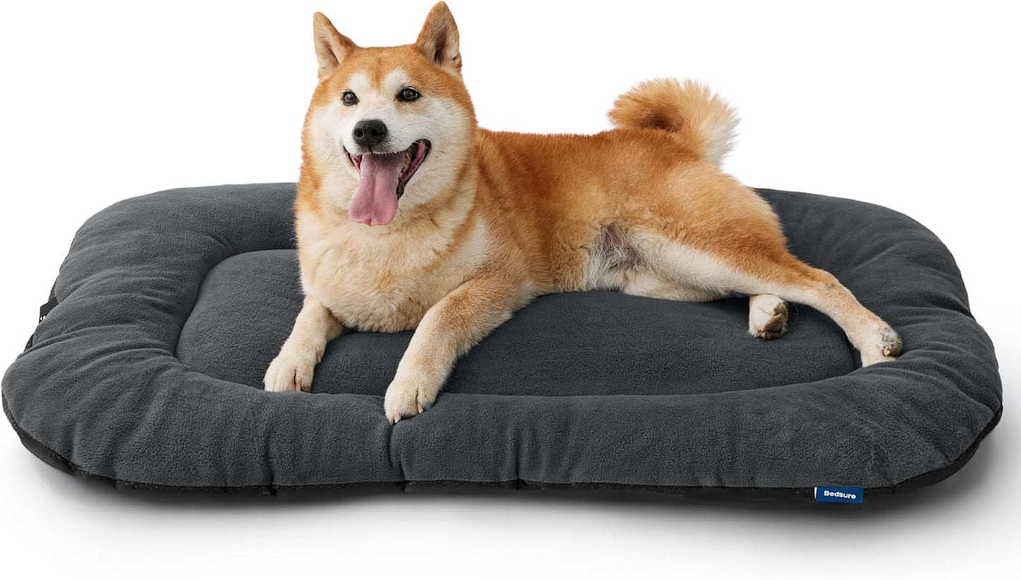 Bedsure Washable Dog Crate Pad for Large Dogs, Anti-Slip Puppy Kennel Dog Bed for Crate - Ultra Soft Fleece Flat Thin Pet Mat (Not Chew Proof), Grey 35"x22" - Pet Explorer