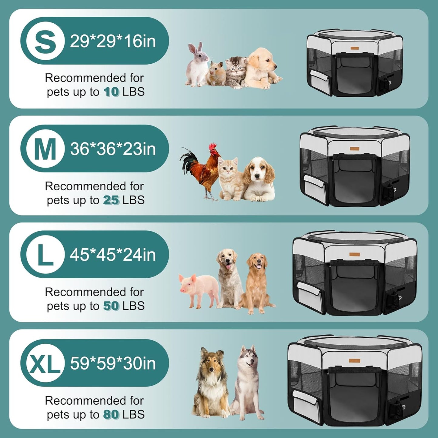 Dog Playpen, Portable Pet Play Pen for Cat, Puppies, Rabbits, Chickens, Foldable Large-Capacity Pet Tent for Indoor/Outdoor Travel Camping (Size XL Without Carry Bag) - Pet Explorer