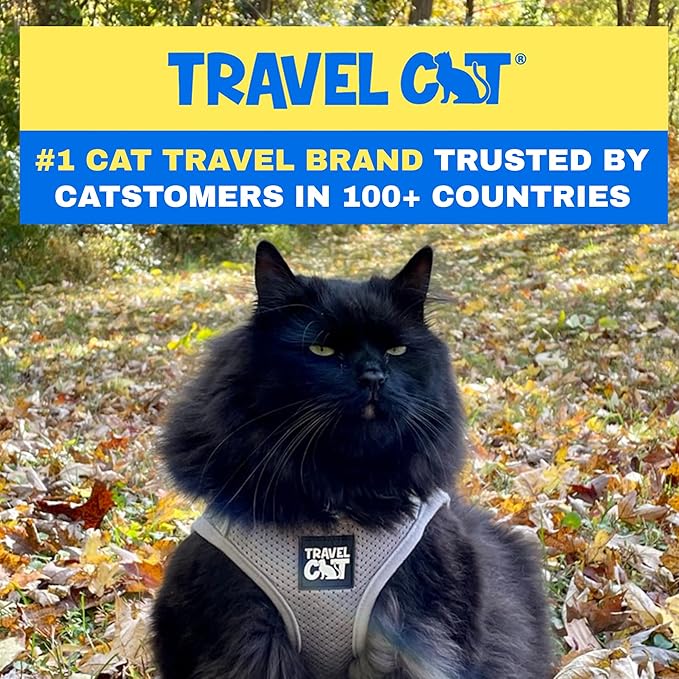 Travel Cat Harness and Leash Set - Adjustable Fit Mesh Cat Harness and Reflective Strap - Comfort Walking Vest for Kitten for Outdoor Walking, Hiking (Medium, Grey)