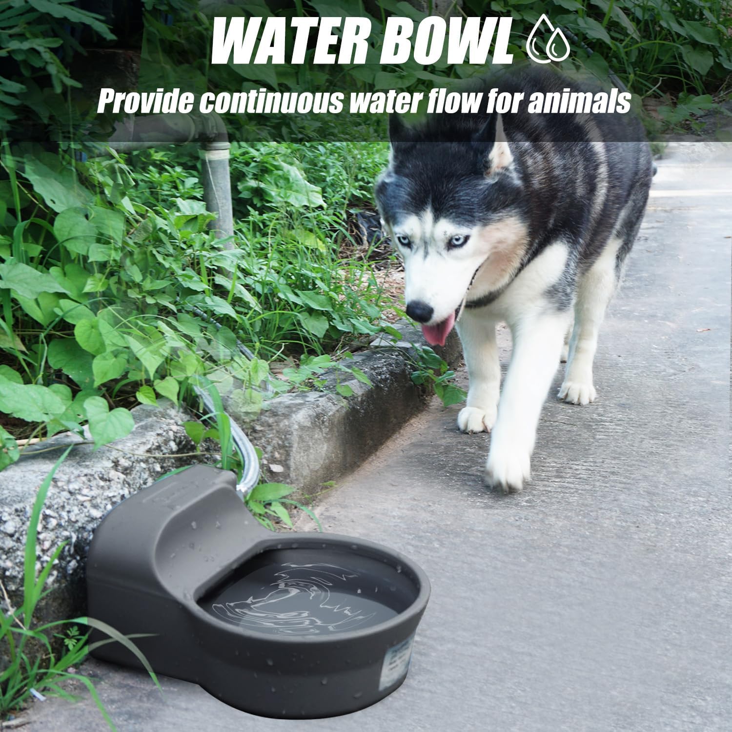 Automatic Water Dispenser for Dogs, Patented 2L Dog Water Bowl Dispenser, Automatic Chicken Waterer Fit 3/4'' GHT Faucet, Water Hose, Copper Connector Outdoor Dog Water Bowl for Livestock Animal - Pet Explorer