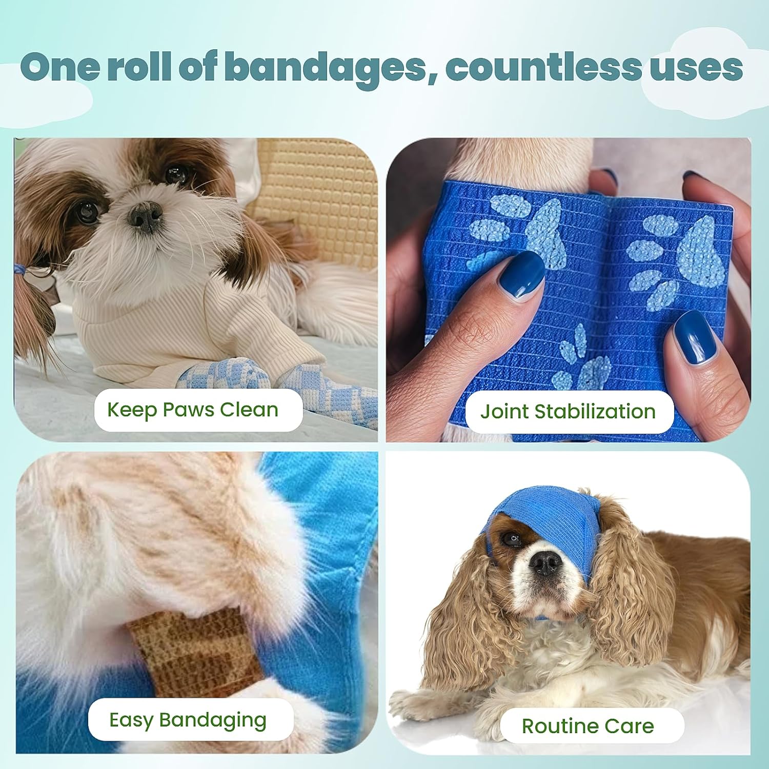 Pet Bandage 6 Rolls, Adhesive Bandage, Self Adhesive Bandage, First Aid Adhesive Gauze, for Horses, Dogs,Cats, Birds, Animals (Checkered, 2 Inch (Pack of 6)) - Pet Explorer