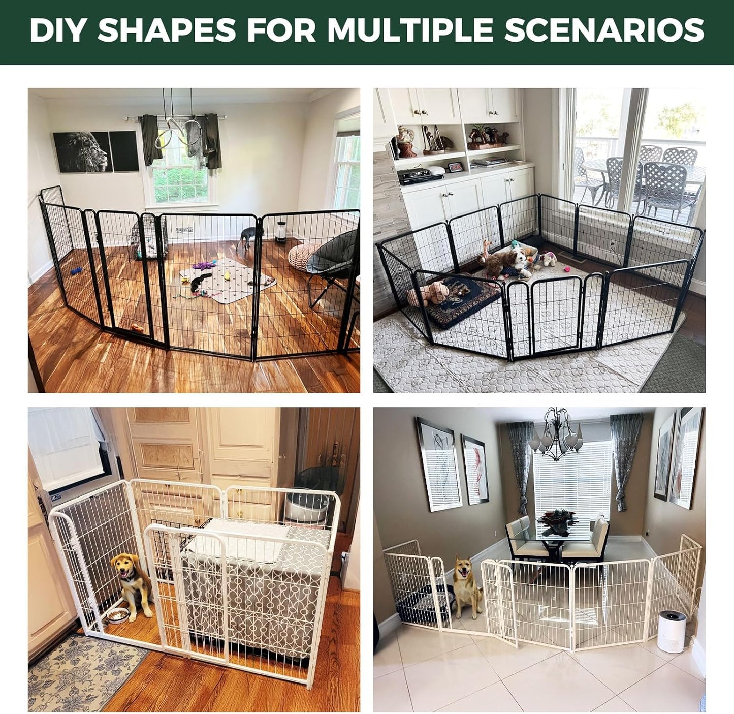 FXW Homeplus Unleashed Indoor Dog Playpen - Stress-Free and Safe Play, Heavy Duty 40 Inch 12 Wire Panels Dog Pen for Medium and Large Dogs, Black│Patented