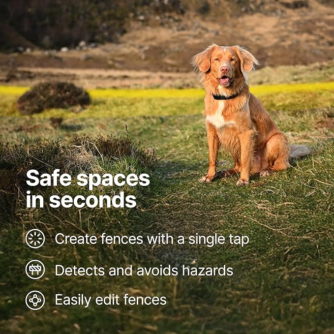 Halo Collar 5 Wireless Dog Fence & GPS Dog Collar, Keep Your Dog Safely Contained Outdoors with App-Controlled Boundaries and Real-Time Tracking, One Size, Midnight