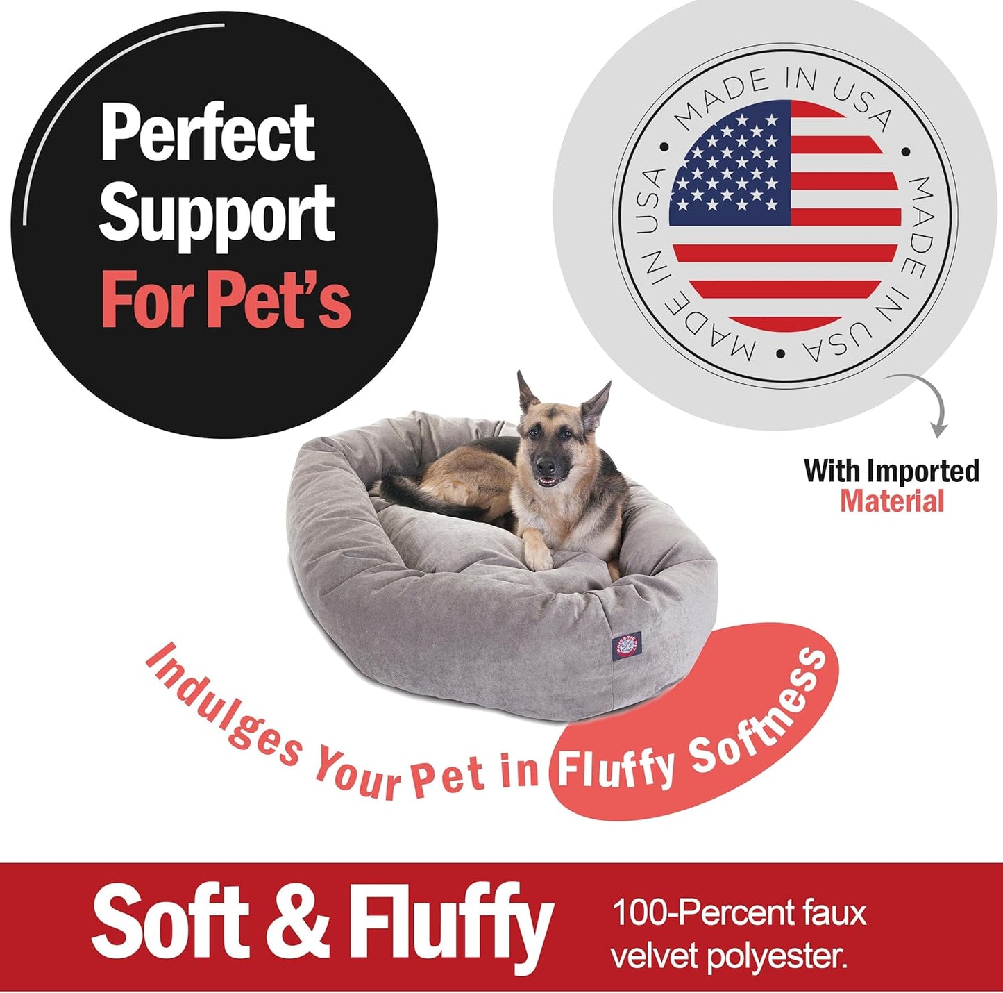 Majestic Pet 52 Inch Micro Velvet Calming Dog Bed Washable 52x35x11 (inch) – Cozy Soft Round Donut Dog Bed with Spine for Head Support -Pet Bed X- Large - Vintage (2025) - Pet Explorer