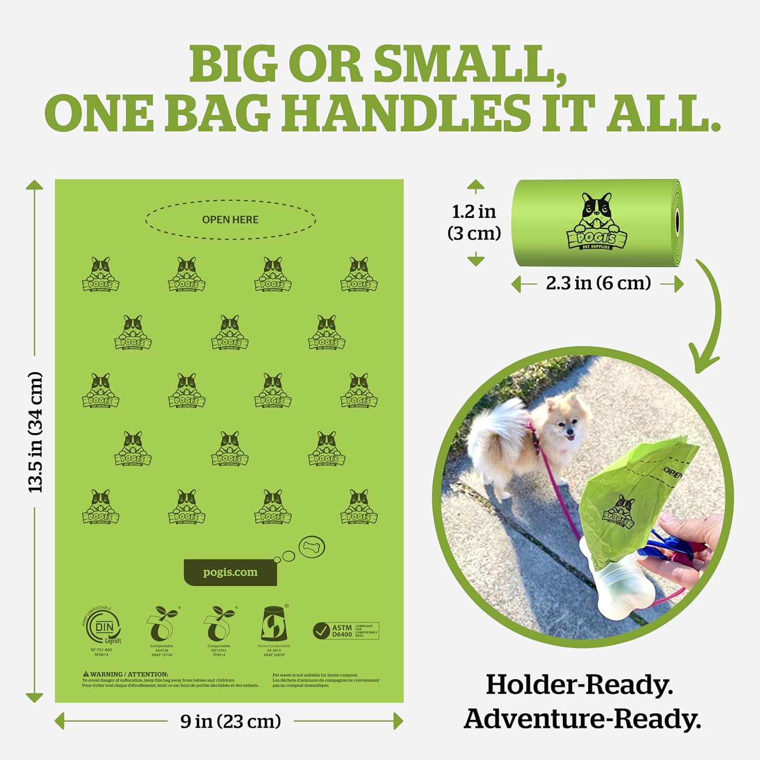 Pogi's Compostable Poop Bags – Leak-Proof, Extra-Large, Made with Plants – 32 Rolls (480 Bags) - Pet Explorer