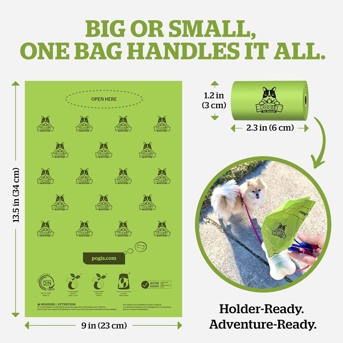 Pogi's Compostable Poop Bags – Leak-Proof, Extra-Large, Made with Plants – 18 Rolls (270 Bags) - Pet Explorer