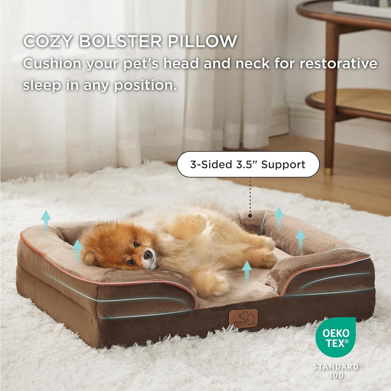 Bedsure Orthopedic Dog Beds for Small Dogs - Washable Small Dog Cat Bed Waterproof, Comfort Pet Couch Sofa with Washable Removable Cover, Pets Bed with Nonskid Bottom, Brown, 24" - Pet Explorer