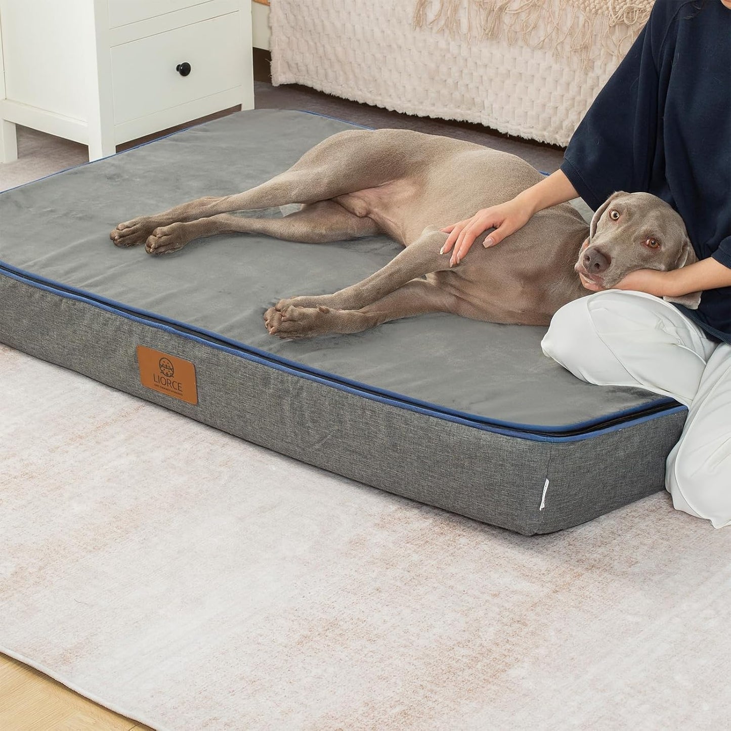 Orthopedic Memory Foam Giant Dog Bed - 6" Thick Beds for Large Sized Dog - Waterproof Removable Washable Cover & Wrap-Around Zipper - Ultimate Comfort & Easy Maintenance, Dark Grey - Pet Explorer